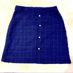 Navy Tweed with Pearl Buttons Vero Moda Skirt - size 36